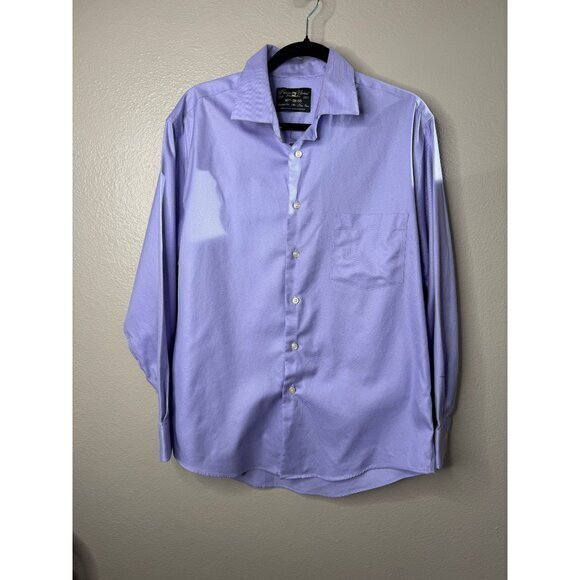 Pronto Uomo Men's Purple Shirt Size 16 32/33 long sleeve collared button up - Picture 2 of 6